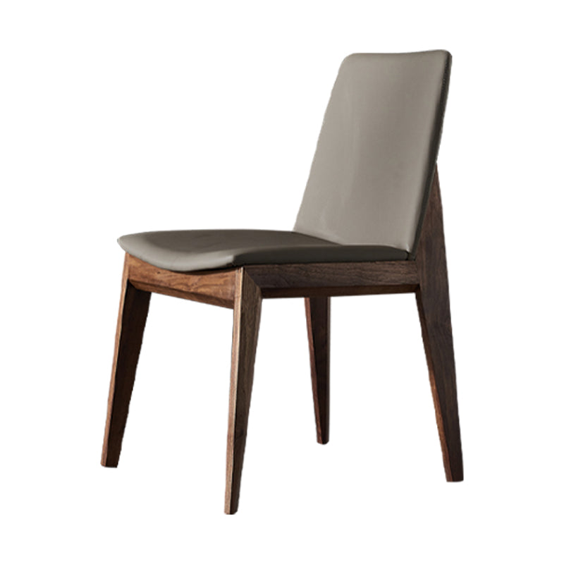 Silla sin brazos de comedor de madera tradicional, silla lateral de cuero sintético para uso en restaurantes