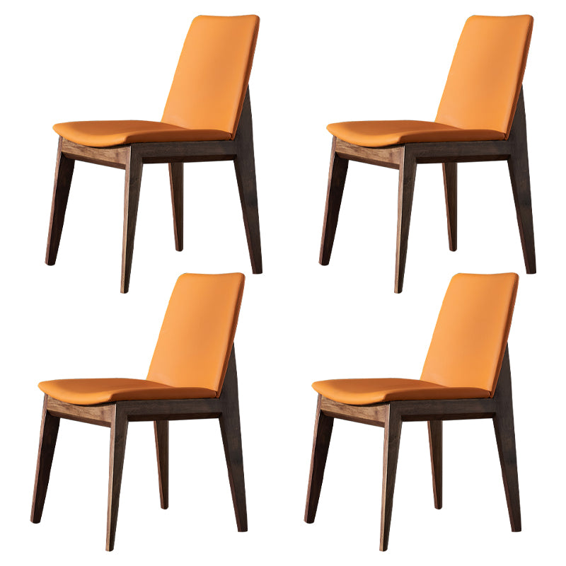 Silla sin brazos de comedor de madera tradicional, silla lateral de cuero sintético para uso en restaurantes