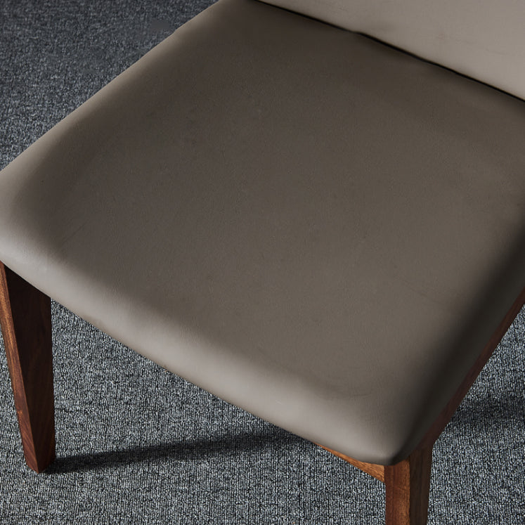 Silla sin brazos de comedor de madera tradicional, silla lateral de cuero sintético para uso en restaurantes