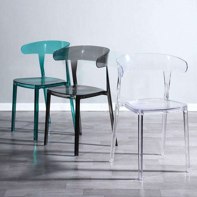 Silla de comedor de plástico de estilo nórdico, silla lateral de comedor con respaldo abierto para uso en restaurantes