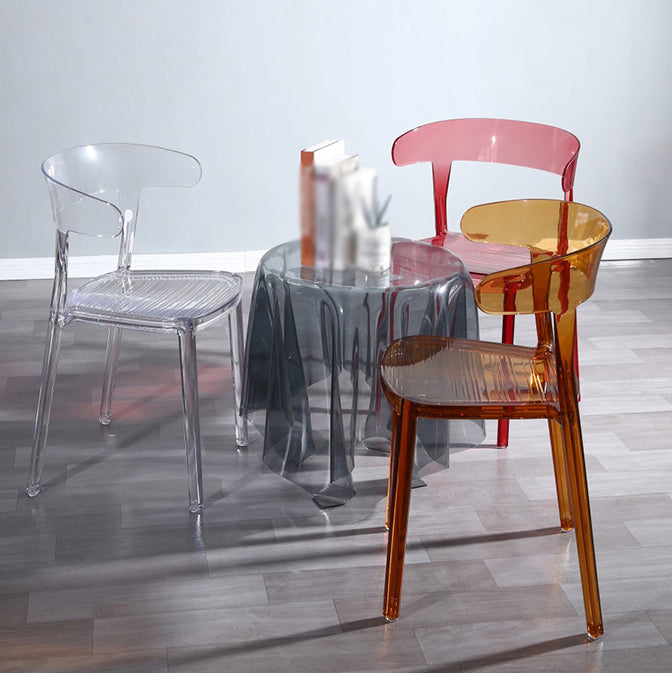 Silla de comedor de plástico de estilo nórdico, silla lateral de comedor con respaldo abierto para uso en restaurantes