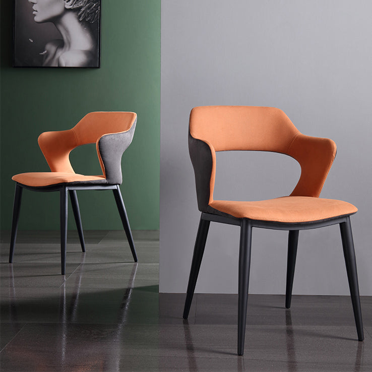 Chaise de salle à manger contemporaine de finition mate de dos ouvert de chaise de bras de restaurant de tissu