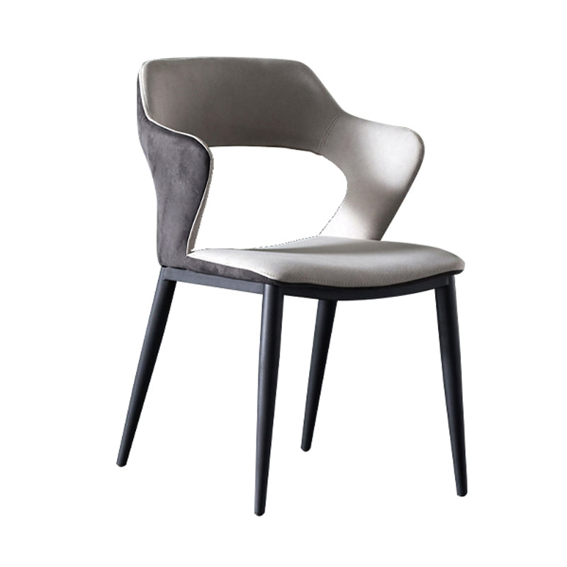 Chaise de salle à manger contemporaine de finition mate de dos ouvert de chaise de bras de restaurant de tissu