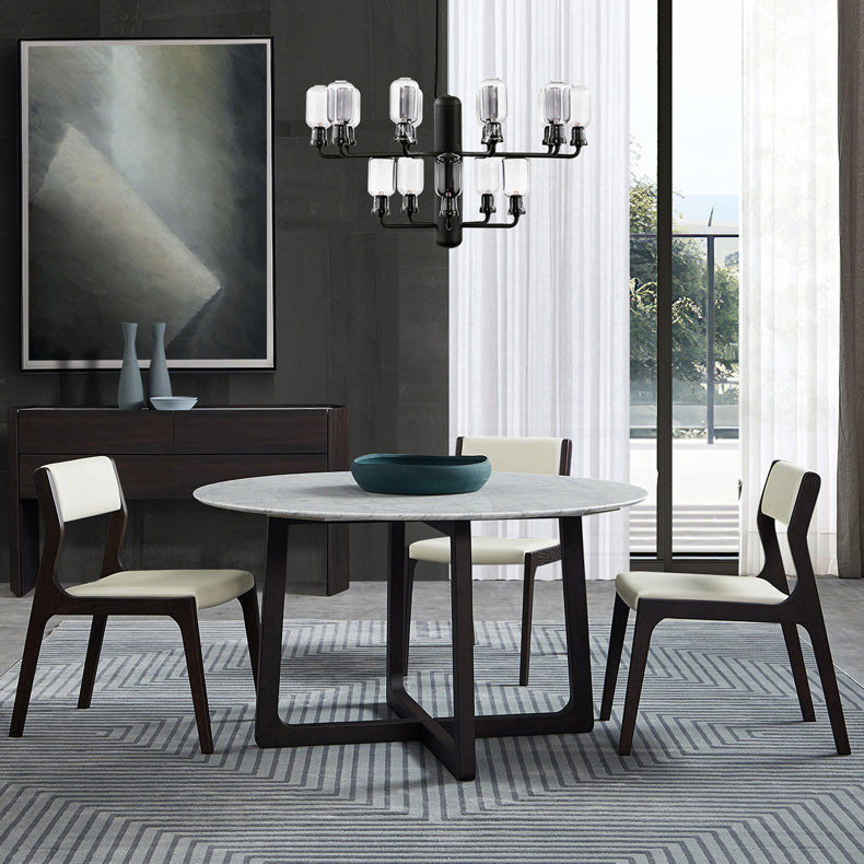 Contemporary Armless Dining Chairs Open Back Side Chair for Kitchen with Wooden Legs
