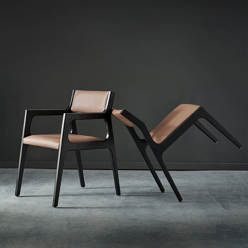 Contemporary Armless Dining Chairs Open Back Side Chair for Kitchen with Wooden Legs