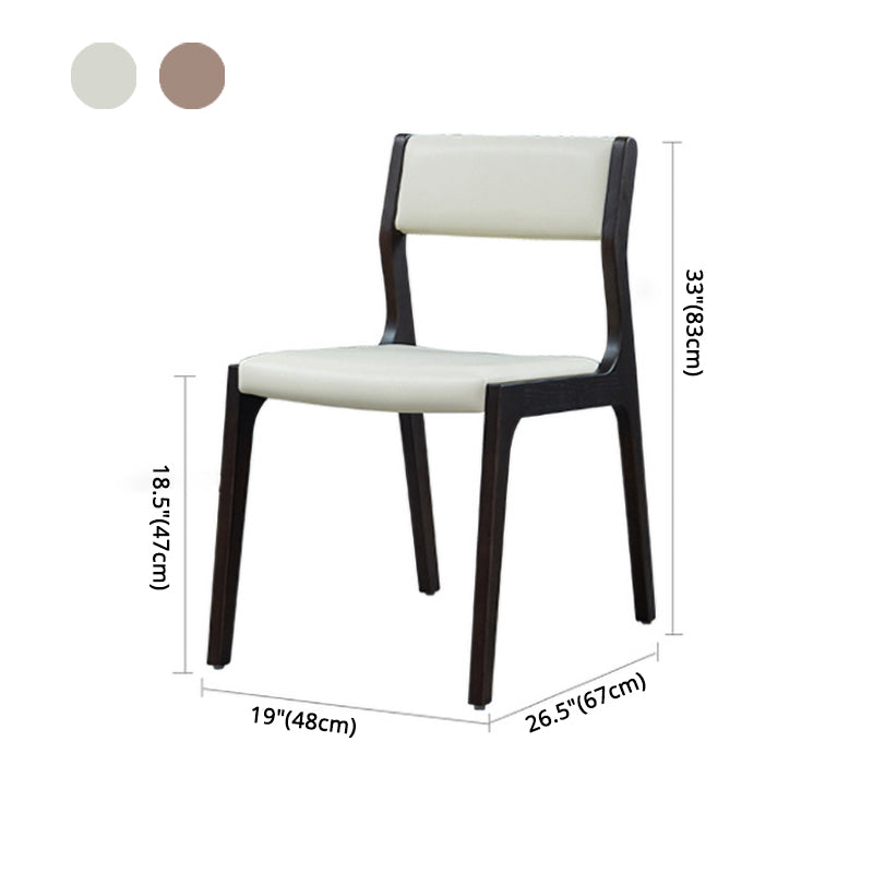 Contemporary Armless Dining Chairs Open Back Side Chair for Kitchen with Wooden Legs
