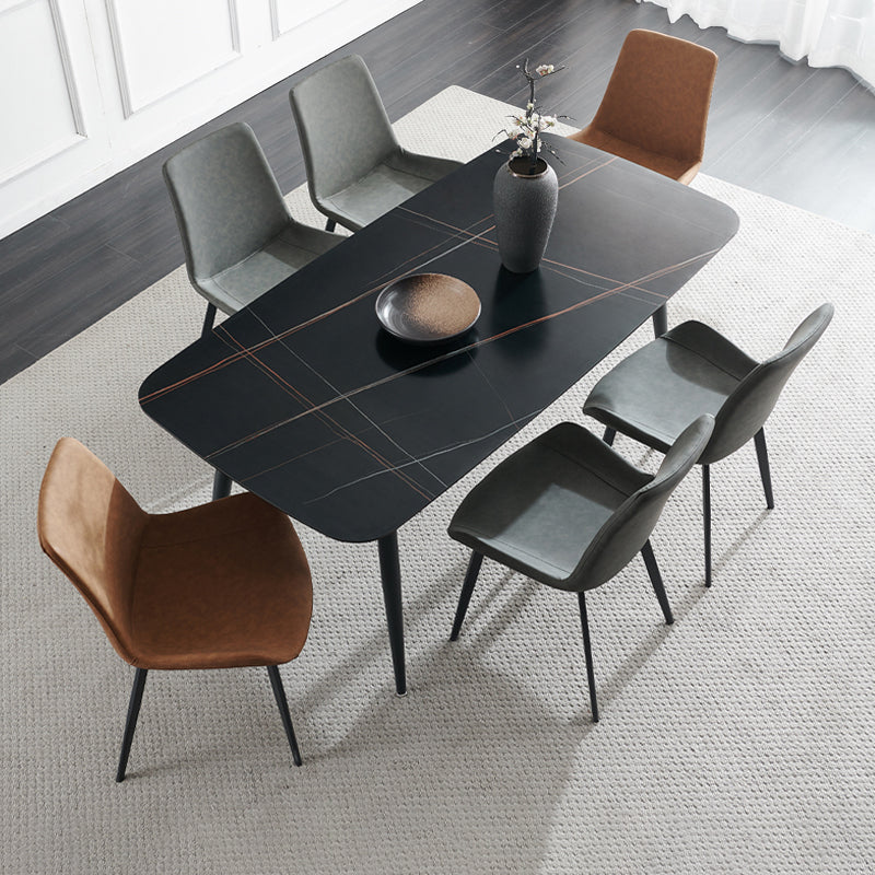 Sintered Stone Dining Table Simple Style 4 Legs Base Rectangle Table for Home