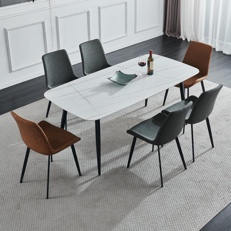 Sintered Stone Dining Table Simple Style 4 Legs Base Rectangle Table for Home