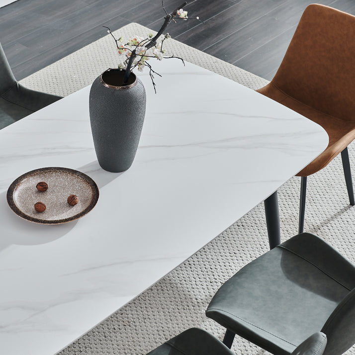 Sintered Stone Dining Table Simple Style 4 Legs Base Rectangle Table for Home