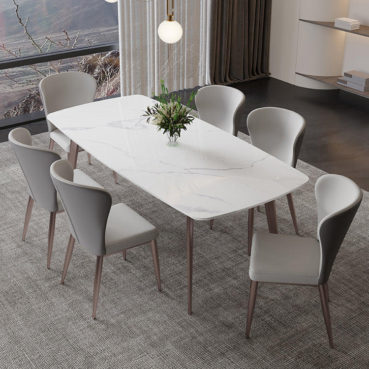 Modern Scratch Resistant Dining Table Sintered Stone Rectangle Table with 4 Legs Base