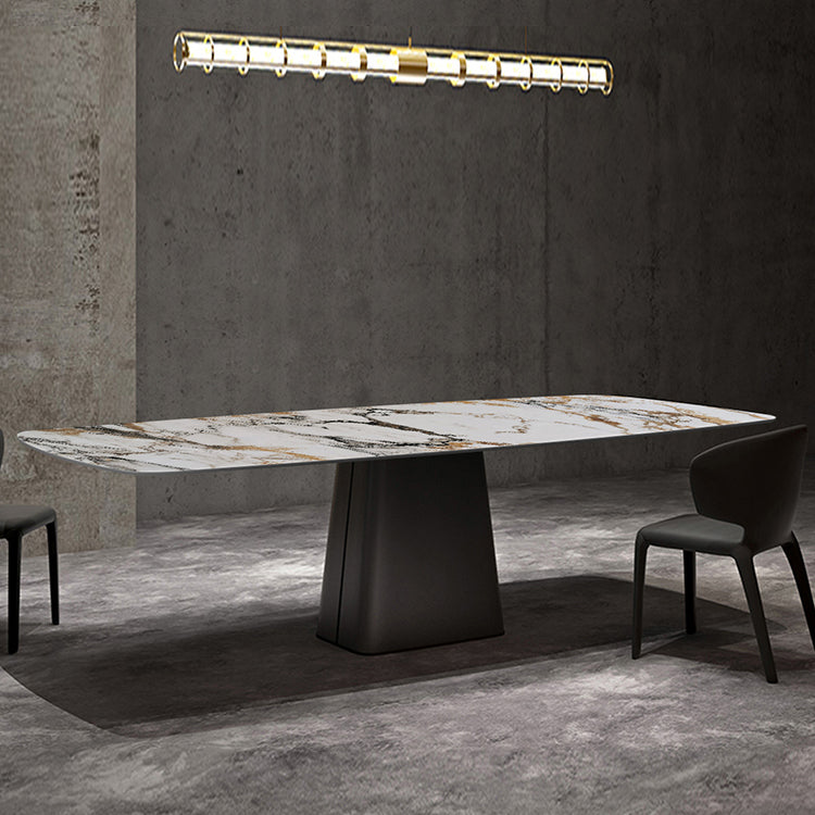 Mesa de piedra sinterizada de estilo de lujo Mesa de rectángulo de pedestal único para el hogar