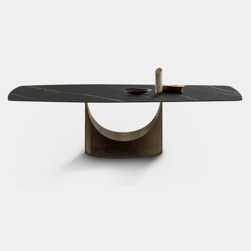 Mesa de comedor de piedra sinterizada Rectángulo de estilo industrial Mesa base de un solo pedestal para el hogar