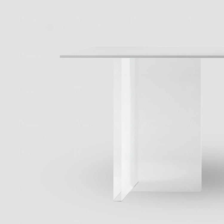 Moderne witte eettafel rechthoek gesinterde stenen eettafel met acrylbasis