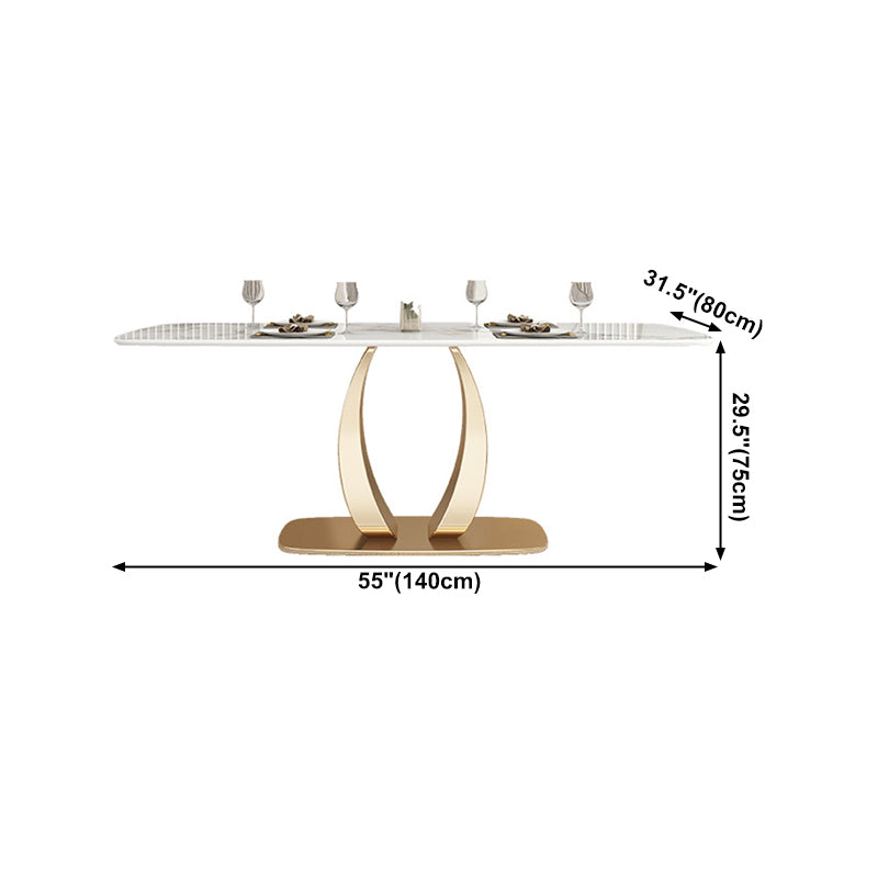 Mesa de comedor de lujo tradicional Mesa de comedor rectangular de piedra sinterizada con marco dorado