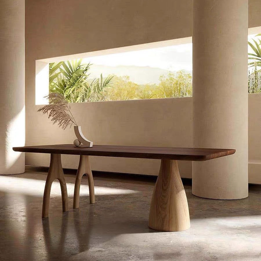 Mesa de comedor de lujo tradicional rectángulo mesa de madera maciza con 3 patas