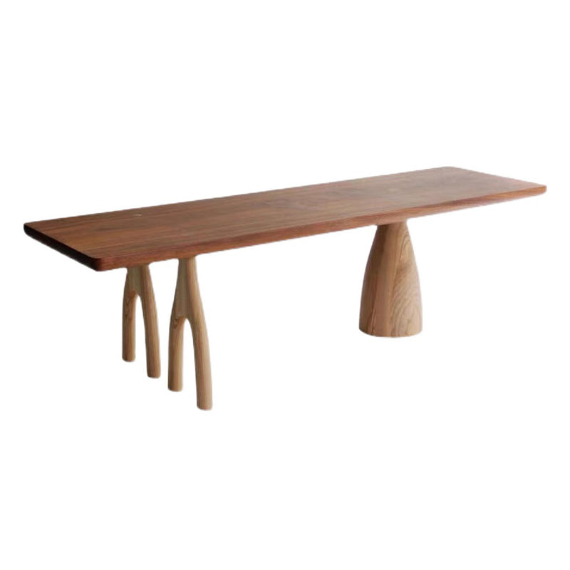 Mesa de comedor de lujo tradicional rectángulo mesa de madera maciza con 3 patas