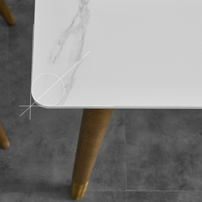 Mesa de comedor de lujo tradicional Mesa de comedor de piedra sinterizada con base de madera maciza
