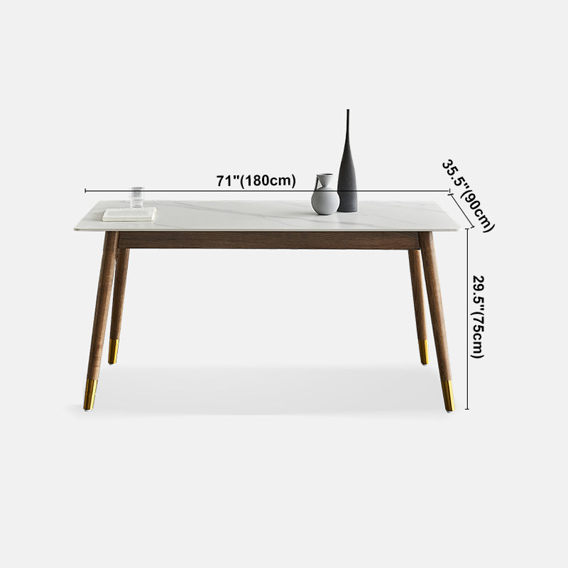 Mesa de comedor de lujo tradicional Mesa de comedor de piedra sinterizada con base de madera maciza