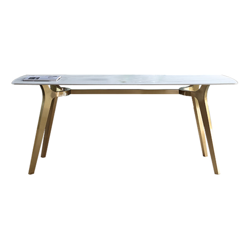 Traditionele luxe eettafel Sintered Stone 4 Legs Tafel met gouden frame