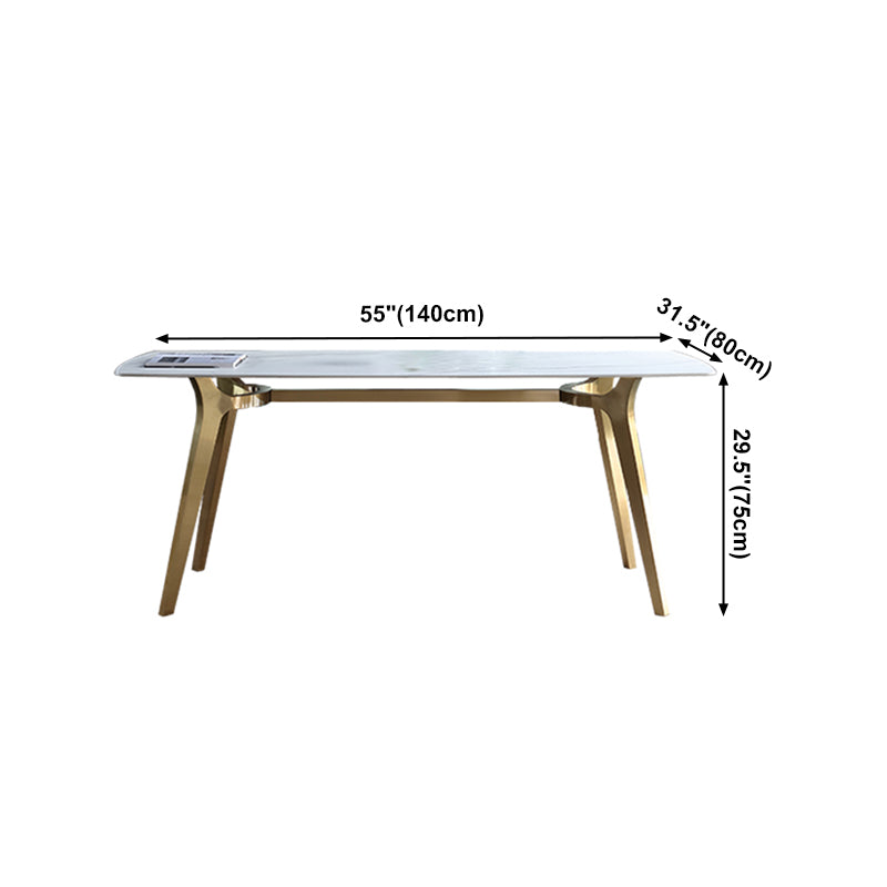 Traditionele luxe eettafel Sintered Stone 4 Legs Tafel met gouden frame