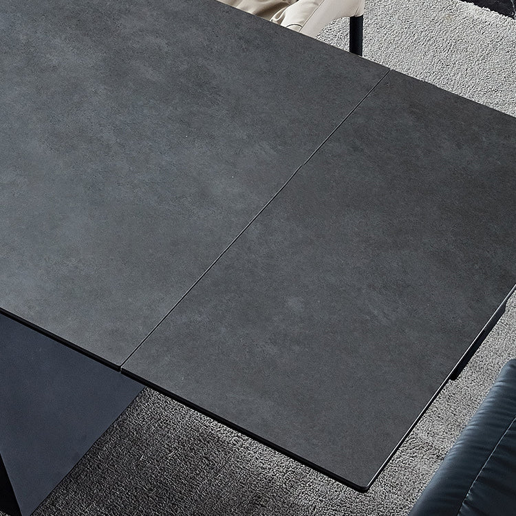 Mesa de comedor de comedor gris moderna Mesa de comedor de piedra sinterizada con base de metal