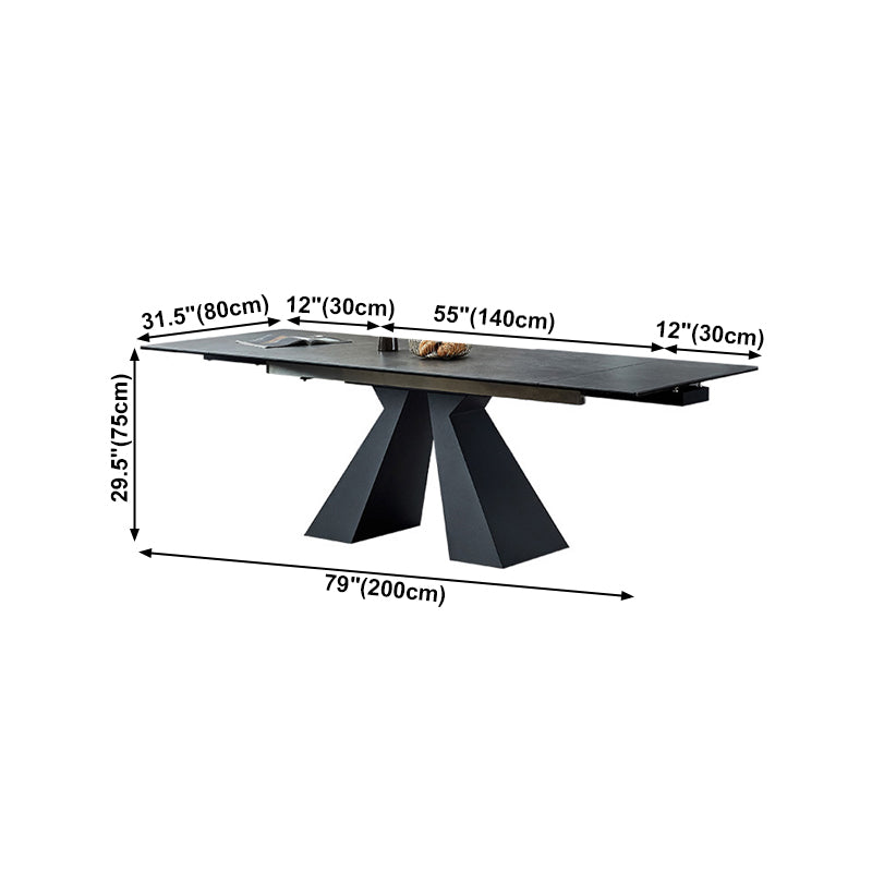 Mesa de comedor de comedor gris moderna Mesa de comedor de piedra sinterizada con base de metal