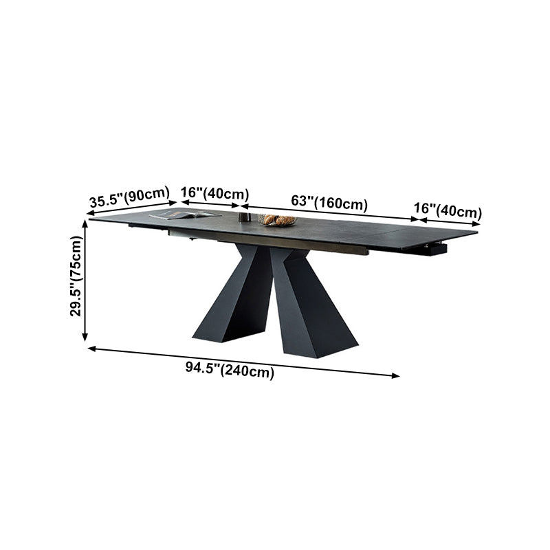 Mesa de comedor de comedor gris moderna Mesa de comedor de piedra sinterizada con base de metal