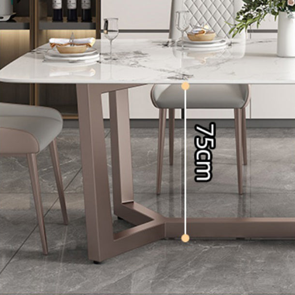 Traditioneller Luxus -Esstisch Rechteck Sintered Stone Trestle Basistisch