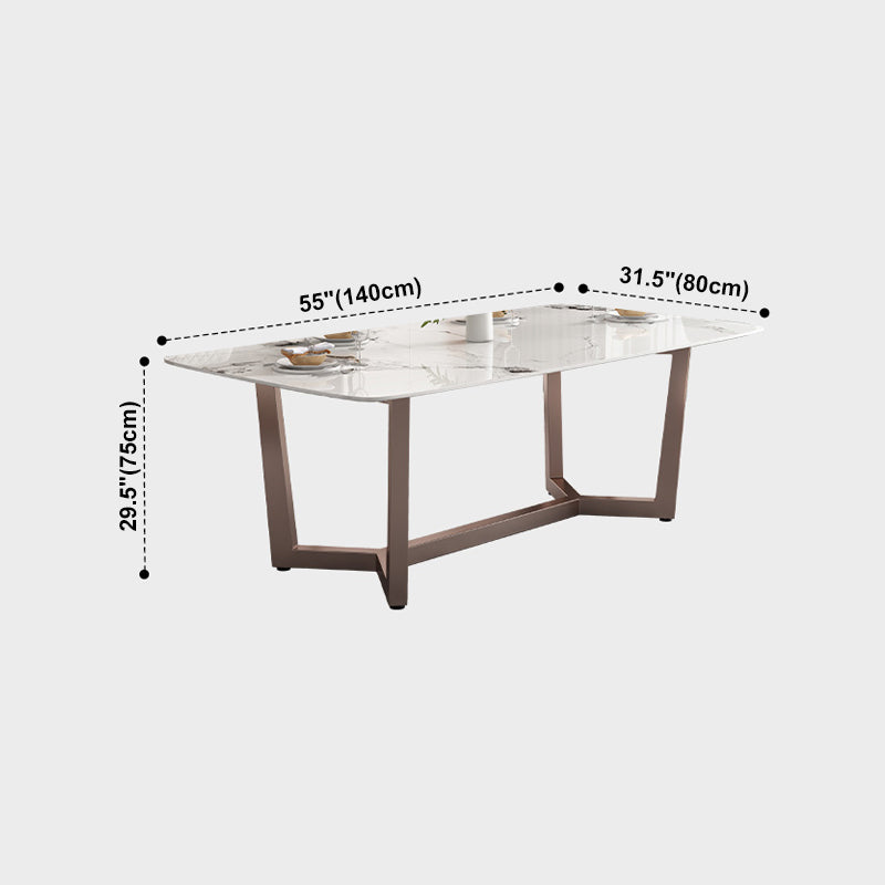 Traditioneller Luxus -Esstisch Rechteck Sintered Stone Trestle Basistisch