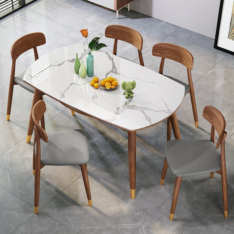 Traditional Luxury Dining Table Round Sintered Stone Dining Table with Wooden Base