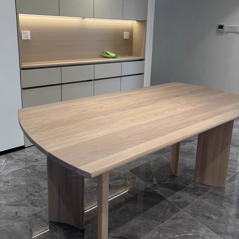 Rectangle Casual Dining Table Wood Color Fixed Table with Pinewood Solid Wood