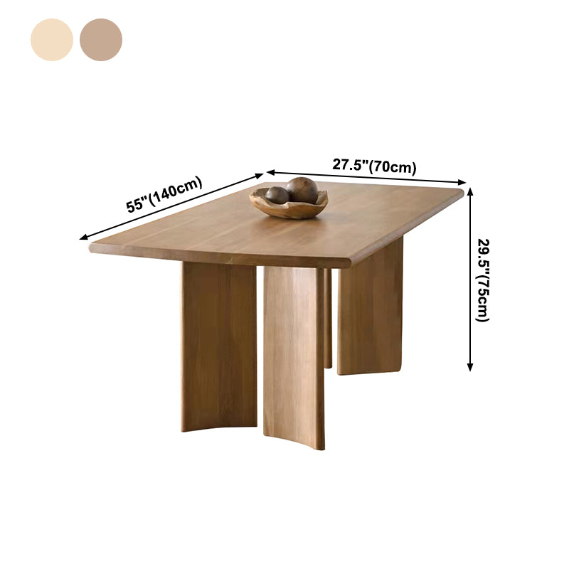 Rectangle Casual Dining Table Wood Color Fixed Table with Pinewood Solid Wood