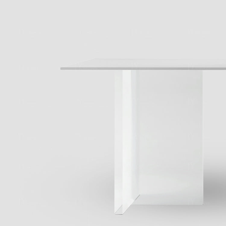 Modern White Dining Table Rectangle Sintered Stone Dining Table with Acrylic Legs