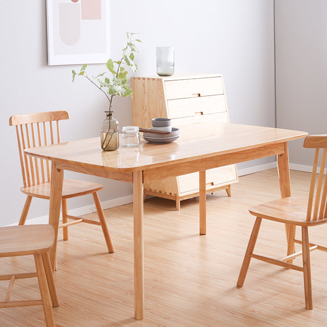 Modern Rectangle Dining Table Solid Wood 4 Legs Dining Table for Home Use