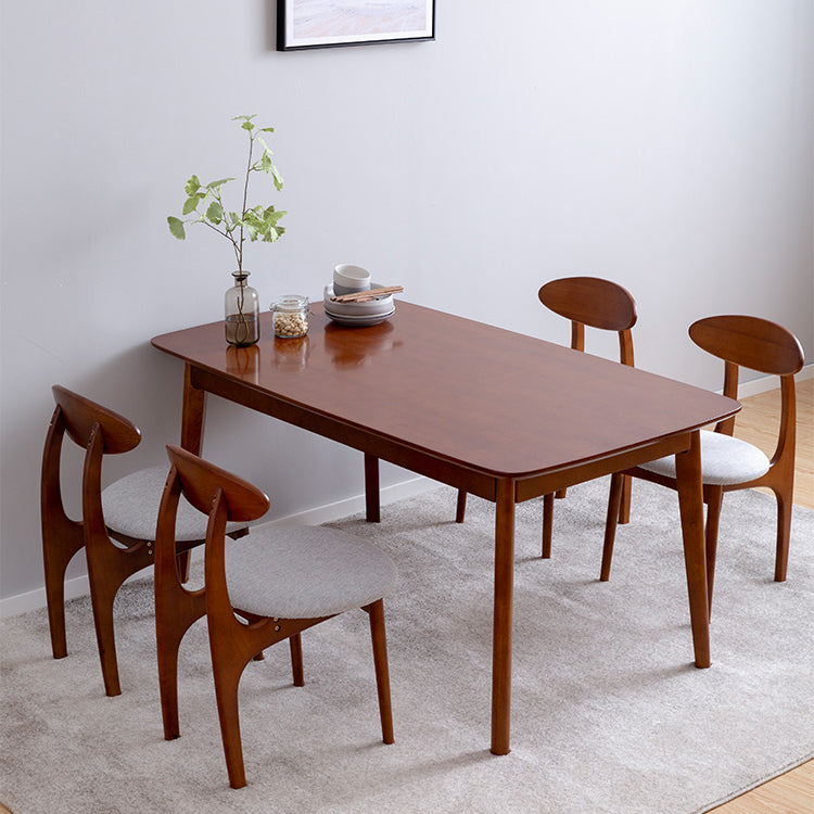 Modern Rectangle Dining Table Solid Wood 4 Legs Dining Table for Home Use