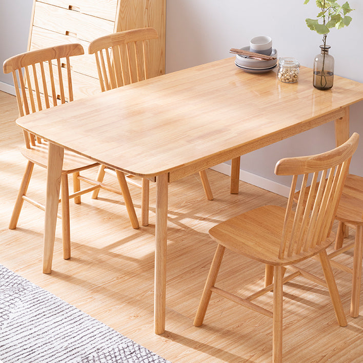 Modern Rectangle Dining Table Solid Wood 4 Legs Dining Table for Home Use