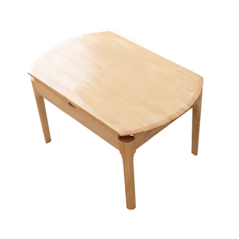Modern Round Dining Table Brown Solid Wood Drop-Leaf Dining Table with 4 legs