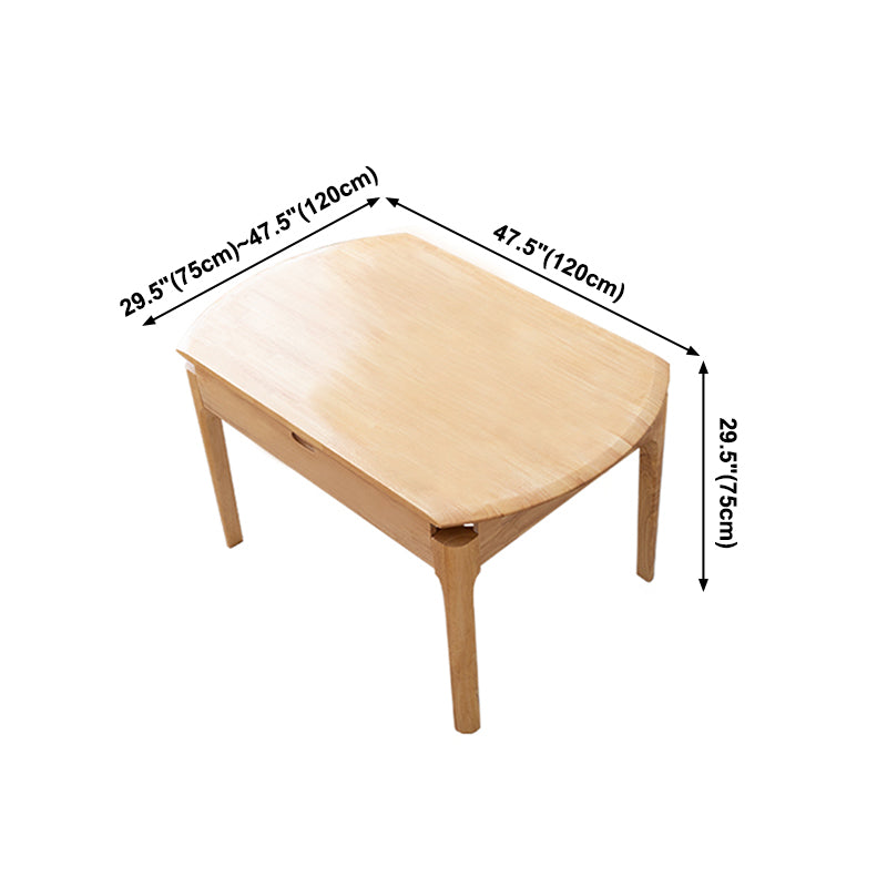 Modern Round Dining Table Brown Solid Wood Drop-Leaf Dining Table with 4 legs