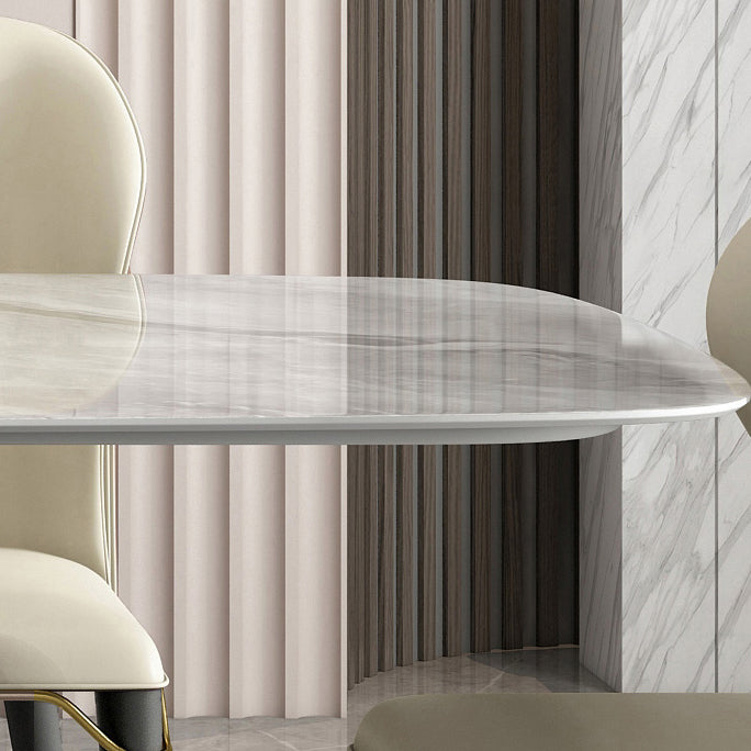 Luxury Sintered Stone Top Table Rectangle Grey Table with Gold Metal Pedestal