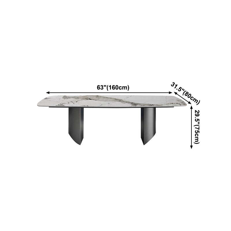 Metal Traditional Luxury Rectangle Table Sintered Stone Indoor Table for Kitchen