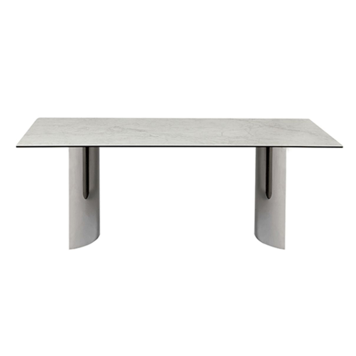 Mesa rectangular de lujo tradicional de metal, mesa de piedra sinterizada blanca para cocina y comedor