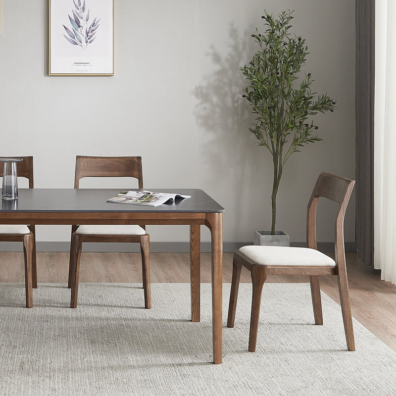Silla auxiliar de madera contemporánea para el hogar, silla de comedor con respaldo abierto natural (juego de 2)