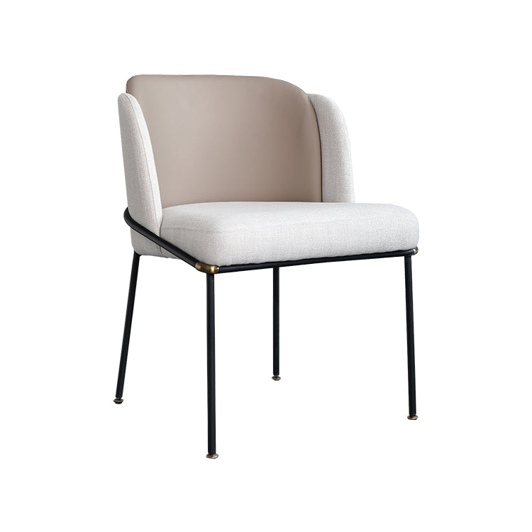 Modern Style Linen Fabric Dining Chairs Solid Back Upholstered Chairs for Home Use