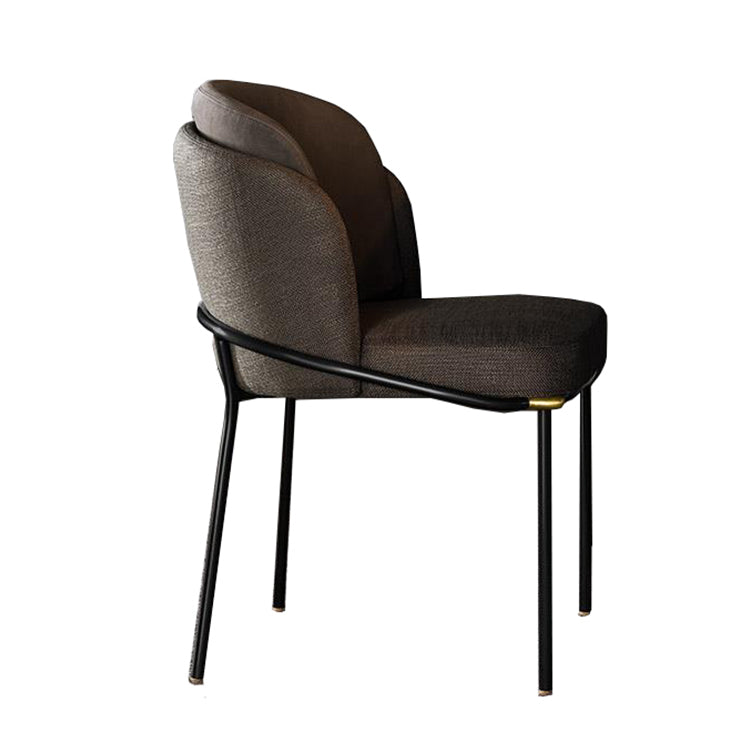 Modern Style Linen Fabric Dining Chairs Solid Back Upholstered Chairs for Home Use