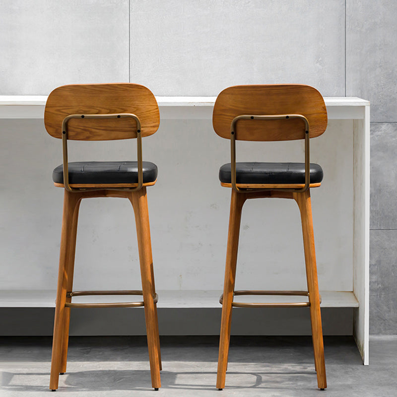 Industrial Style Armless Barstool Leather 30-inch Seat Height Counter Stools