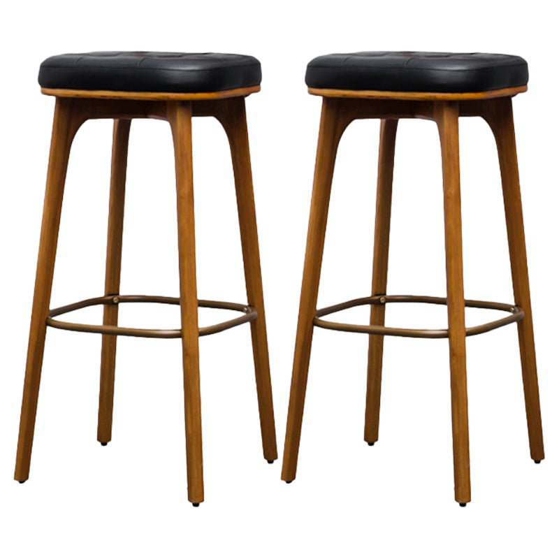 Industrial Style Armless Barstool Leather 30-inch Seat Height Counter Stools