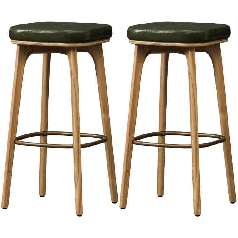 Industrial Style Armless Barstool Leather 30-inch Seat Height Counter Stools