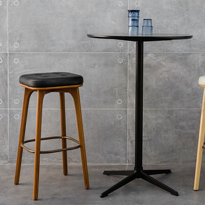 Industrial Style Armless Barstool Leather 30-inch Seat Height Counter Stools