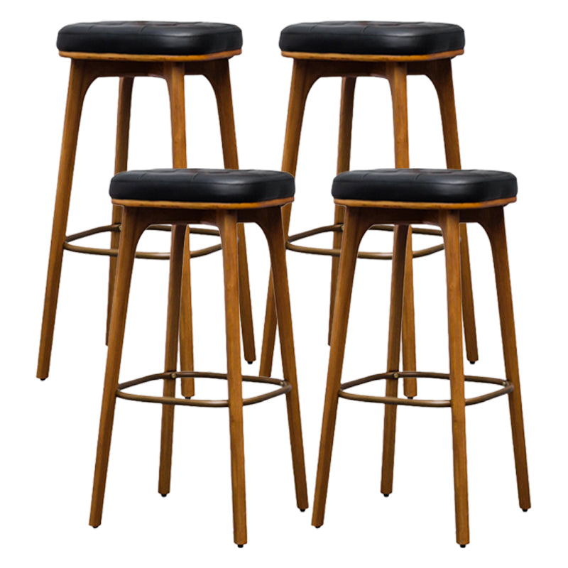 Industrial Style Armless Barstool Leather 30-inch Seat Height Counter Stools