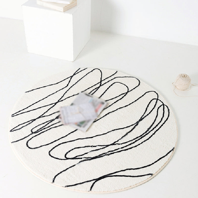 Simple Abstract Line Round Rug Machine Washable Area Carpet for Living Room Rug